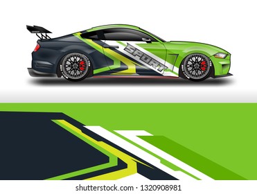 Car wrap decal racing design vector. Graphic kit background designs for vehicle sport 
