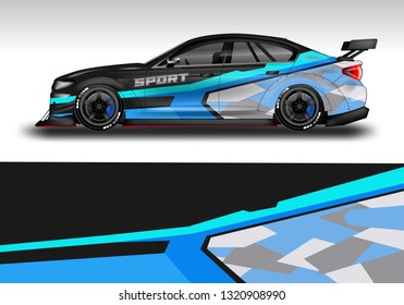 Car wrap decal racing design vector. Graphic kit background designs for vehicle sport 