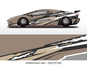 Car wrap decal racing design vector. Graphic kit background designs for vehicle sport
