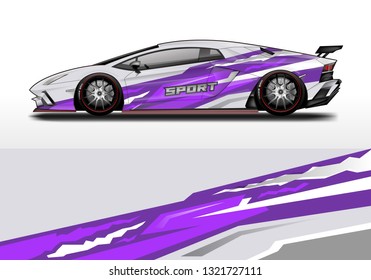 Car wrap decal racing design vector. Graphic kit background designs for vehicle sport