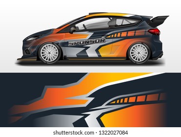 Car wrap decal racing design vector. Graphic abstract background designs for vehicle, rally, livery, sport eps 10