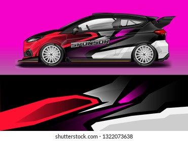 Car wrap decal racing design vector. Graphic abstract background designs for vehicle, rally, livery, sport eps 10 