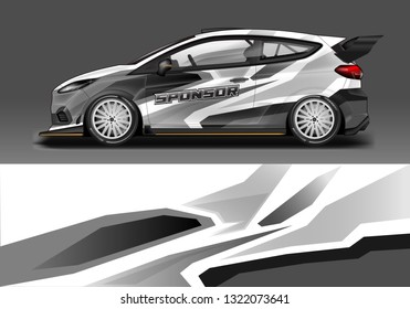 Car wrap decal racing design vector. Graphic kit background designs for vehicle sport