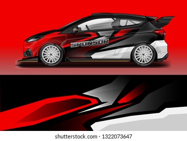 Car wrap decal racing design vector. Graphic kit background designs for vehicle sport