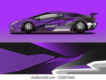 Car wrap decal racing design vector. Graphic abstract background designs for vehicle, rally, livery, sport eps 10 