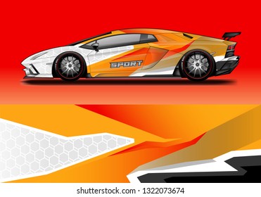 Car wrap decal racing design vector. Graphic abstract background designs for vehicle, rally, livery, sport eps 10 