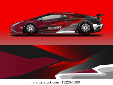Car wrap decal racing design vector. Graphic abstract background designs for vehicle, rally, livery, sport eps 10 