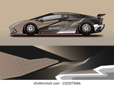 Car wrap decal racing design vector. Graphic kit background designs for vehicle sport