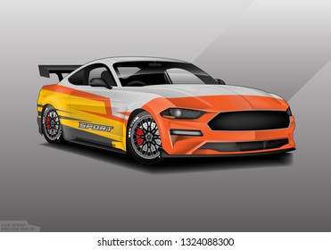 Car wrap decal racing design vector. Graphic abstract background designs for vehicle, rally, livery, sport eps 10