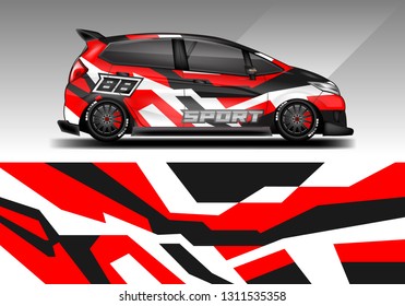 Car wrap decal rally design vector. Graphic abstract background designs for vehicle .