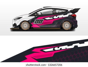 Car wrap decal rally design vector. Graphic abstract background designs for vehicle .