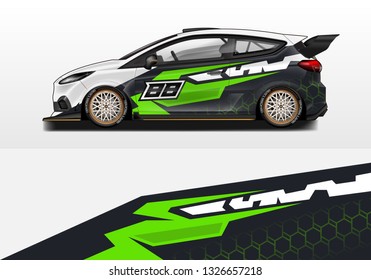Car wrap decal rally design vector. Graphic abstract background designs for vehicle .