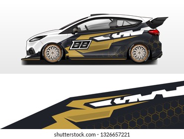 Car wrap decal rally design vector. Graphic abstract background designs for vehicle .