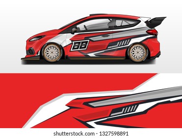 Car wrap decal rally design vector. Graphic abstract background designs for vehicle 