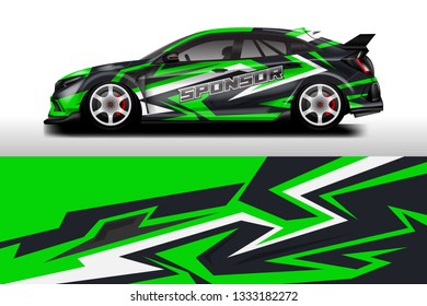 Car wrap decal rally design vector. Graphic abstract background designs for vehicle 