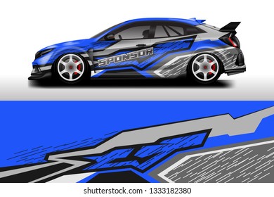 Car wrap decal rally design vector. Graphic abstract background designs for vehicle 