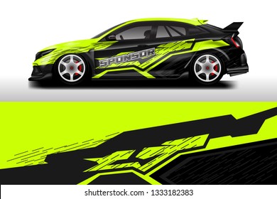 Car wrap decal rally design vector. Graphic abstract background designs for vehicle 