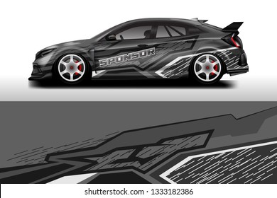 Car wrap decal rally design vector. Graphic abstract background designs for vehicle 