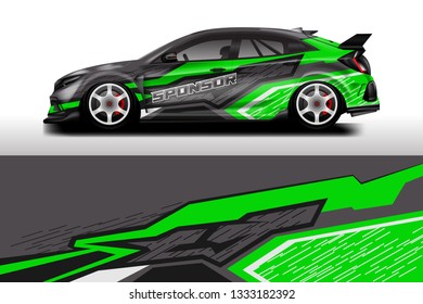 Car wrap decal rally design vector. Graphic abstract background designs for vehicle 