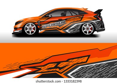 Car wrap decal rally design vector. Graphic abstract background designs for vehicle 
