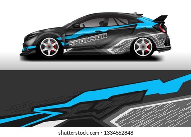 Car wrap decal rally design vector. Graphic abstract background designs for vehicle 
