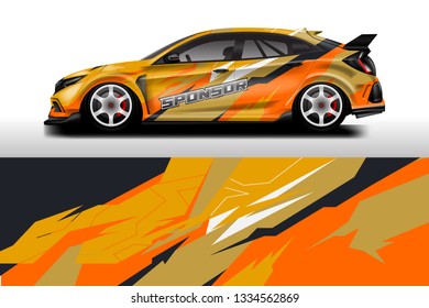 Car wrap decal rally design vector. Graphic abstract background designs for vehicle 