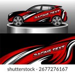 car wrap decal sticker livery vinyl template design creative red black stripe racing abstract brand identity advertise