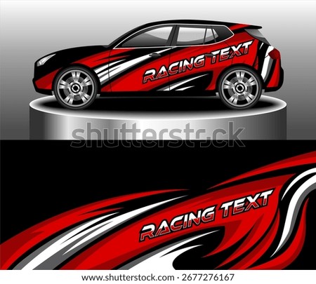 car wrap decal sticker livery vinyl template design creative red black stripe racing abstract brand identity advertise
