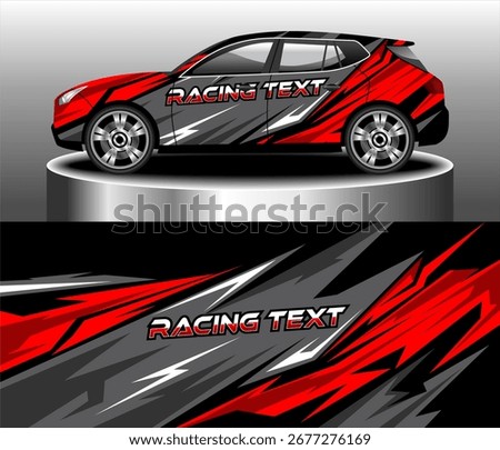 car wrap decal sticker livery vinyl template design creative red black stripe racing abstract brand identity advertise