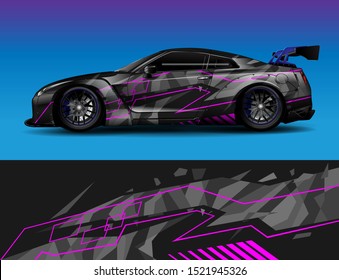 car wrap decal vinyl sticker design concept. with stripe grunge abstract background for race, livery, signage and daily use car.