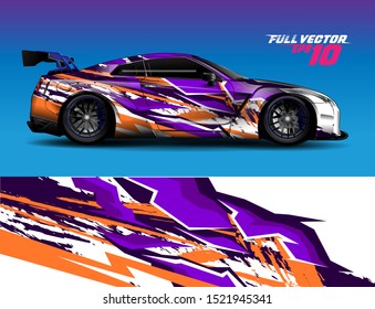 car wrap decal vinyl sticker design concept. with stripe grunge abstract background for race, livery, signage and daily use car.