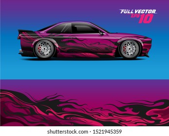 car wrap decal vinyl sticker design concept. with stripe grunge abstract background for race, livery, signage and daily use car.