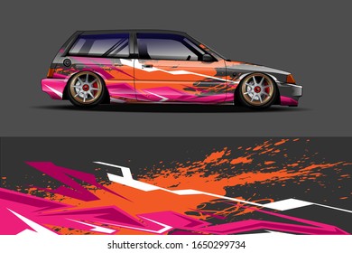 car wrap decal vinyl sticker design concept. with stripe grunge abstract background
