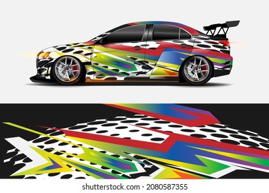 car wrap, decal, vinyl sticker designs concept. auto design geometric stripe tiger background for wrap vehicles, race cars, cargo vans, and livery