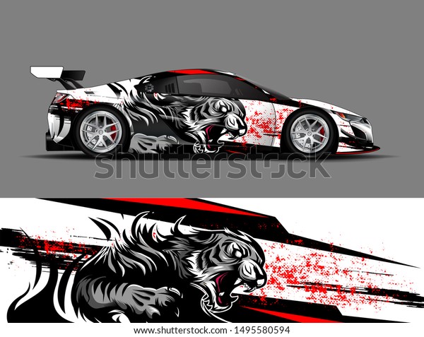 car wrap,
decal, vinyl sticker designs concept. auto design geometric stripe
tiger background for wrap vehicles, race cars, cargo vans, pickup
trucks and livery. racing or daily
use