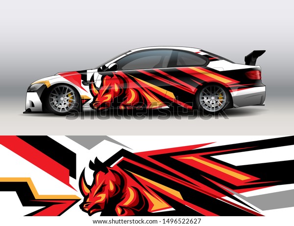 car\
wrap, decal, vinyl sticker designs concept. auto design geometric\
stripe strong animal background for wrap vehicles, race cars, cargo\
vans, pickup trucks and livery. racing or daily\
use