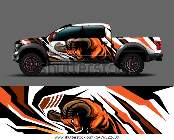 car\
wrap, decal, vinyl sticker designs concept. auto design geometric\
stripe strong animal background for wrap vehicles, race cars, cargo\
vans, pickup trucks and livery. racing or daily\
use