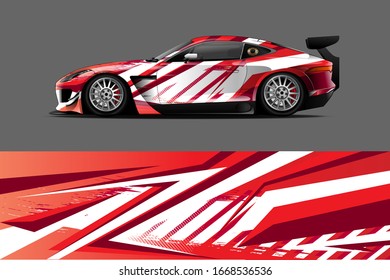 Fahrzeugverpackungsdesign. mit abstrakter, mutiger und aggressiver grafischer Vektorillustration