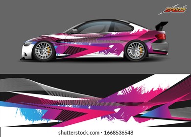 Fahrzeugverpackungsdesign. mit abstrakter, mutiger und aggressiver grafischer Vektorillustration