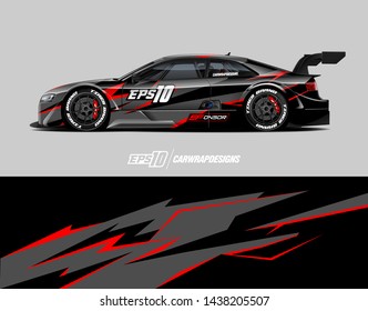 Car wrap design.  Abstract racing background for wrap vehicles, race cars, cargo van, pickup truck and racing livery.