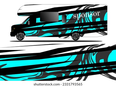 car wrap design with blue and black color theme