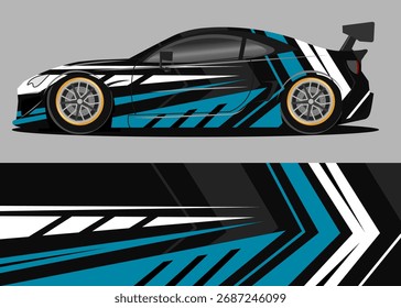 Auto Wrap Design mit blauer Geometrie Thema	