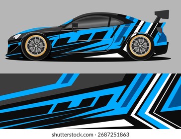 car wrap design with blue geometry theme