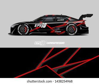 Car wrap design concept.  Abstract racing background for wrap vehicle, race car, cargo van, pickup truck and livery.