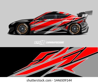 Car wrap design concept. Abstract racing background for wrapping vehicles, race cars, cargo van, pickup trucks, and racing livery.