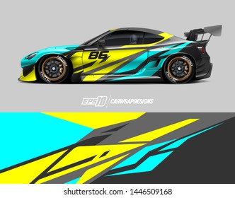 Car wrap design concept. Abstract racing background for wrapping vehicles, race cars, cargo van, pickup trucks, and racing livery.