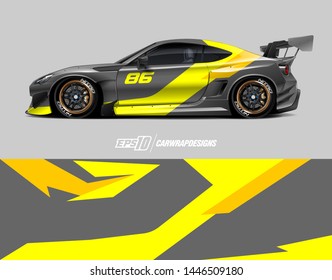 Car wrap design concept. Abstract racing background for wrapping vehicles, race cars, cargo van, pickup trucks, and racing livery.