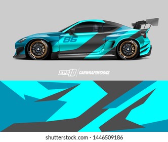 Car Wrap Design Concept. Abstract Racing Background For Wrapping Vehicles, Race Cars, Cargo Van, Pickup Trucks, And Racing Livery.