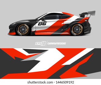 Car wrap design concept. Abstract racing background for wrapping vehicles, race cars, cargo van, pickup trucks, and racing livery.