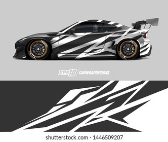 Car wrap design concept. Abstract racing background for wrapping vehicles, race cars, cargo van, pickup trucks, and racing livery.